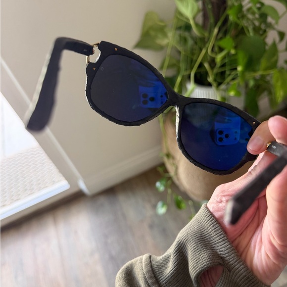 Linda Farrow Black and Gold Sunglasses